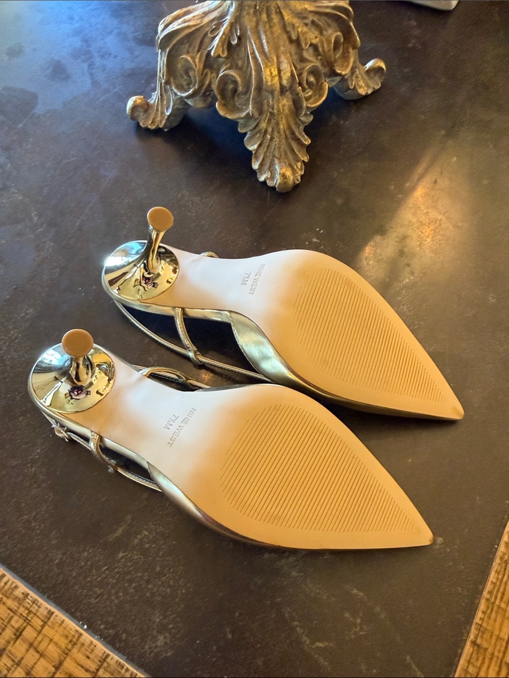 Nine West Metallic Gold Pointed Slingback Pumps - Picture 5 of 5